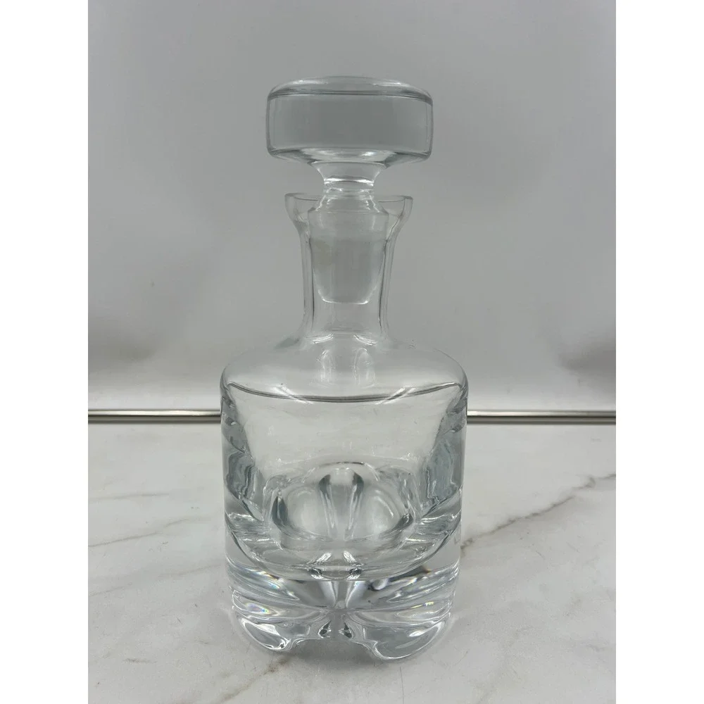 Vintage Polish KROSNO Decanter Hand Blown w/Lid Glass Barware 1980's 9.5
